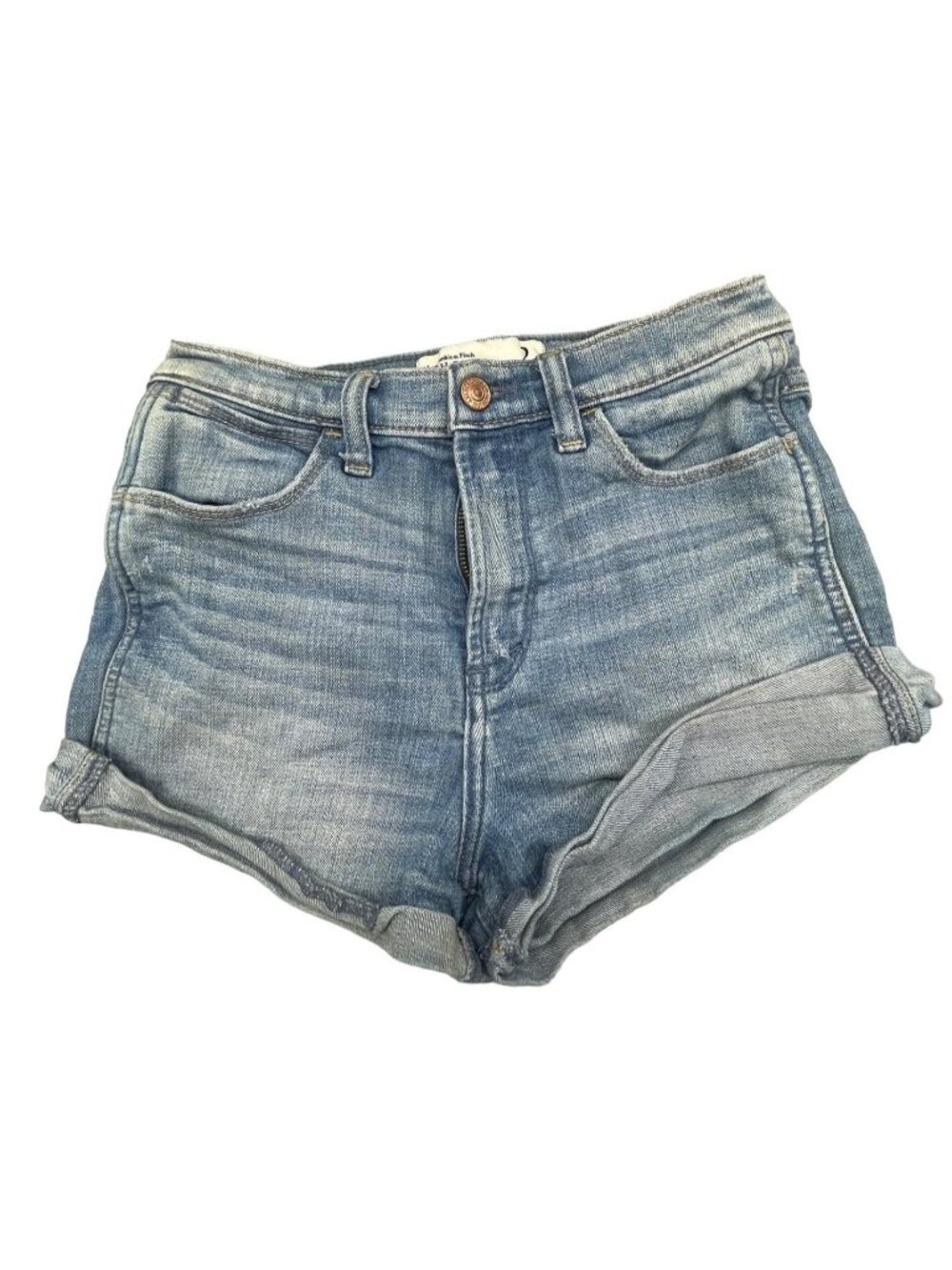 Abercrombie &amp; Fitch shorts high rise Medium blue wash folded bottom READ